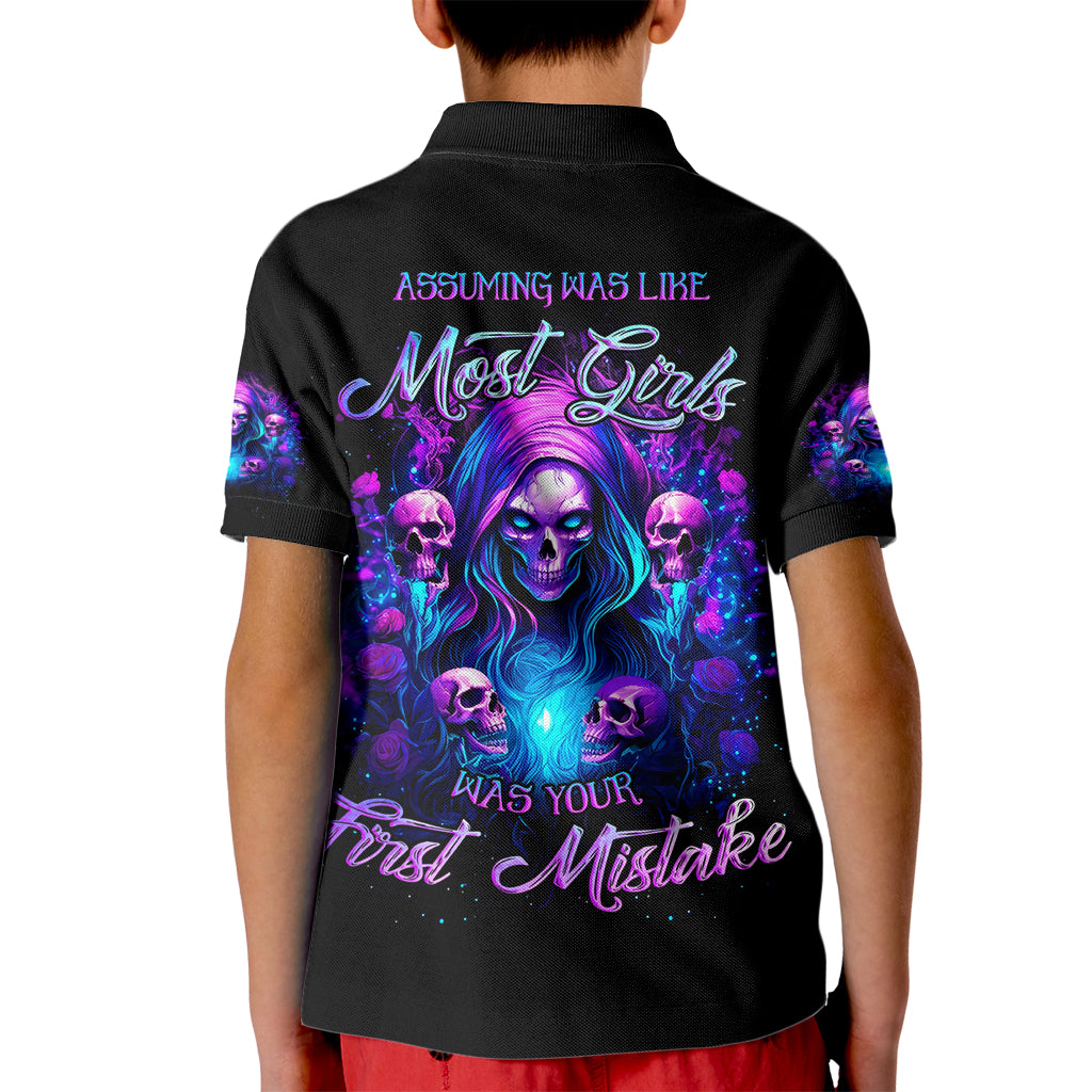 Witch Skull Kid Polo Shirt Assuming Was Like Most Girls Was Your First Mistake - Wonder Print Shop