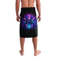 Black lavalava skirt with purple witch skull graphic