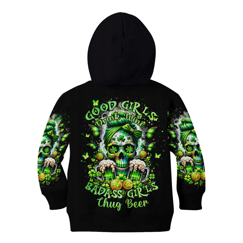 Irish Skull Kid Hoodie Good Girls Drink Wine Badass Girls Thug Beer - Wonder Print Shop