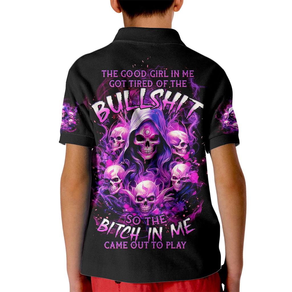 Witch Skull Kid Polo Shirt The Good Girl In Me Got Tired Of The Bullshit - Wonder Print Shop