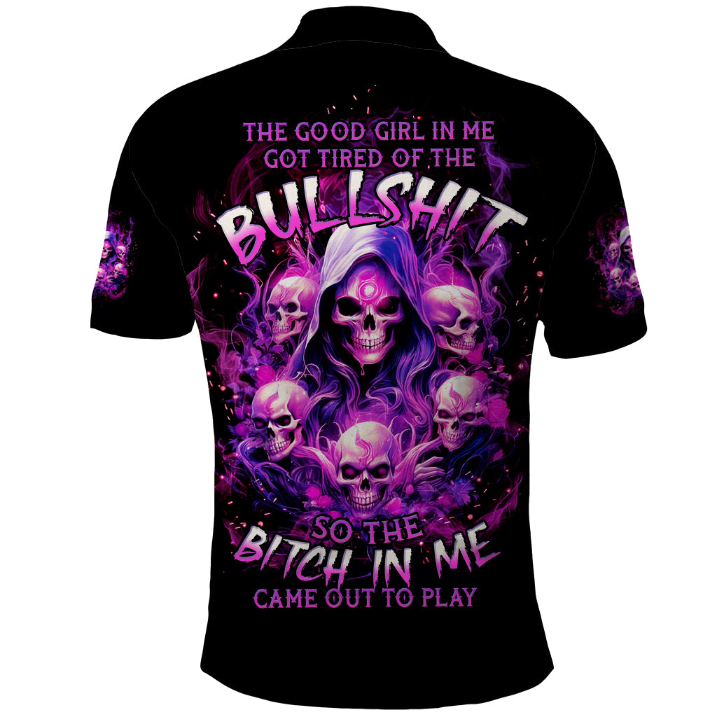 Witch Skull Polo Shirt The Good Girl In Me Got Tired Of The Bullshit - Wonder Print Shop