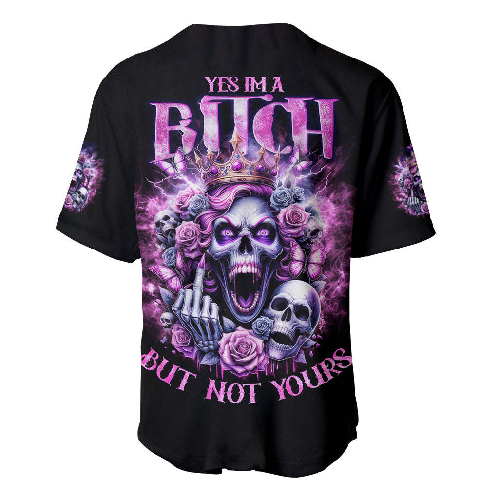 Queen Skull Baseball Jersey Yes I'm A Bitch But Not Yours - Wonder Print Shop