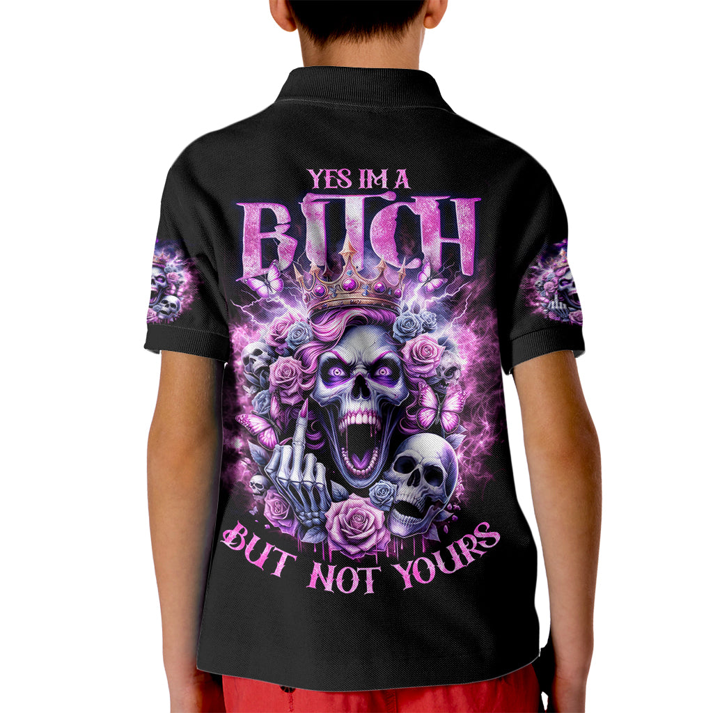 Queen Skull Kid Polo Shirt Yes I'm A Bitch But Not Yours - Wonder Print Shop