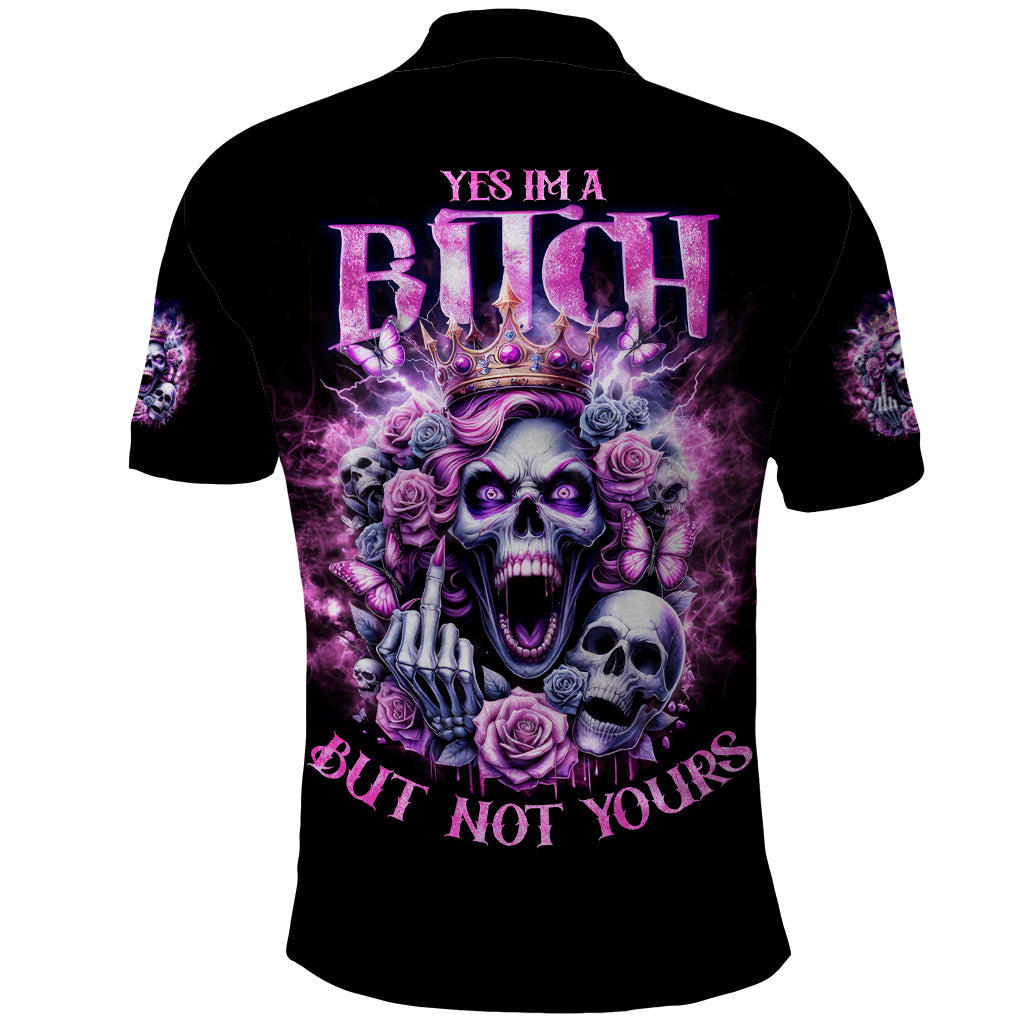 Queen Skull Polo Shirt Yes I'm A Bitch But Not Yours - Wonder Print Shop