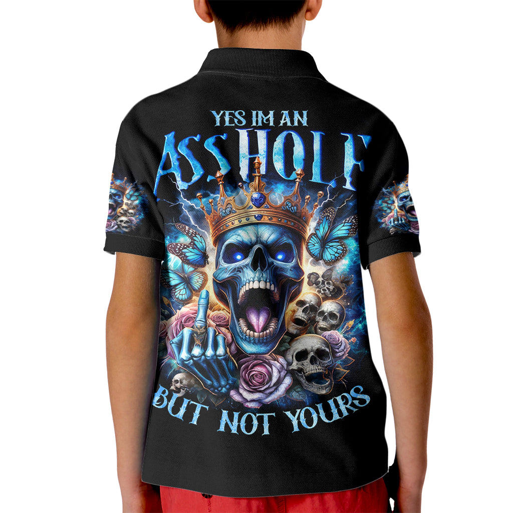 King Skull Kid Polo Shirt Yes I'm Asshole But Not Yours - Wonder Print Shop