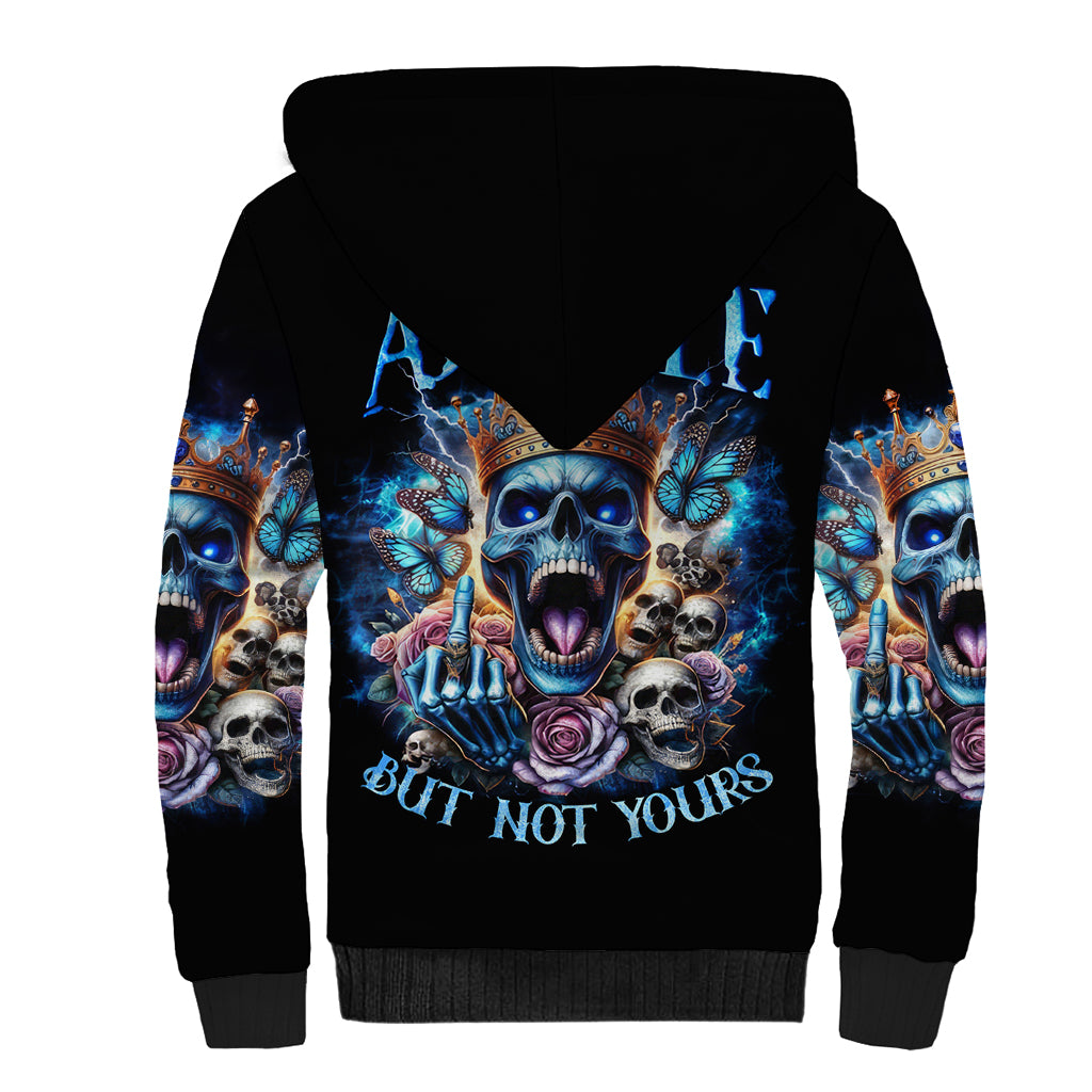 King Skull Sherpa Hoodie Yes I'm Asshole But Not Yours - Wonder Print Shop