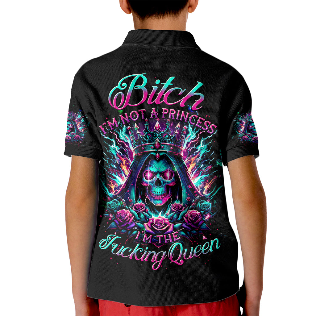 Queen Skull Kid Polo Shirt Bitch I'm Not A Princess I'm The Fucking Queen - Wonder Print Shop