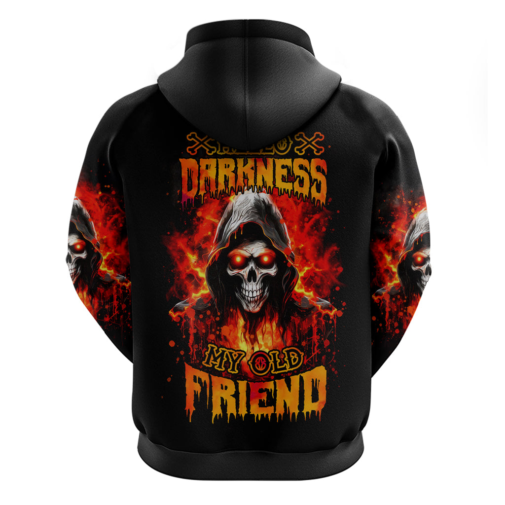 Flame Skull Hoodie Hello Darkness My Old Friend - Wonder Print Shop