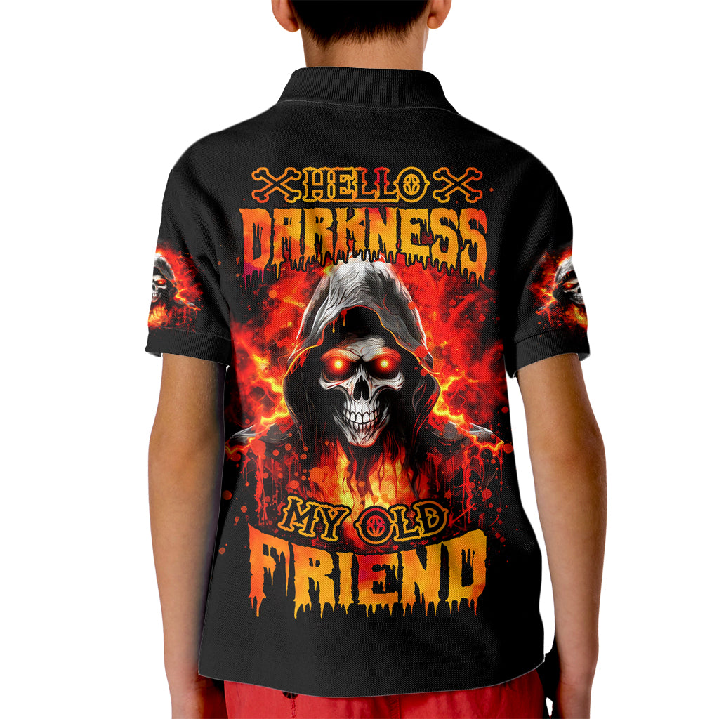 Flame Skull Kid Polo Shirt Hello Darkness My Old Friend - Wonder Print Shop