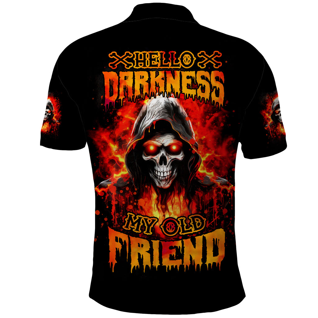 Flame Skull Polo Shirt Hello Darkness My Old Friend - Wonder Print Shop