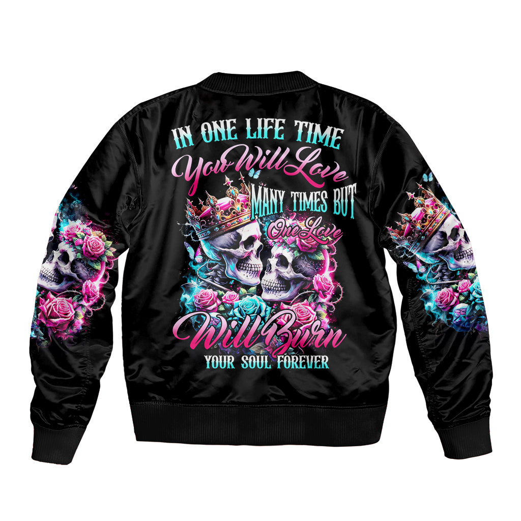 Couple Skull Bomber Jacket In One Life Time You Will Love Many Time But One Love - Wonder Print Shop