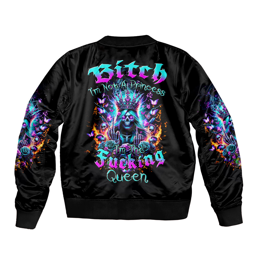 Queen Skull Bomber Jacket Bitch I'm Not A Princess I'm The Fucking Queen - Wonder Print Shop