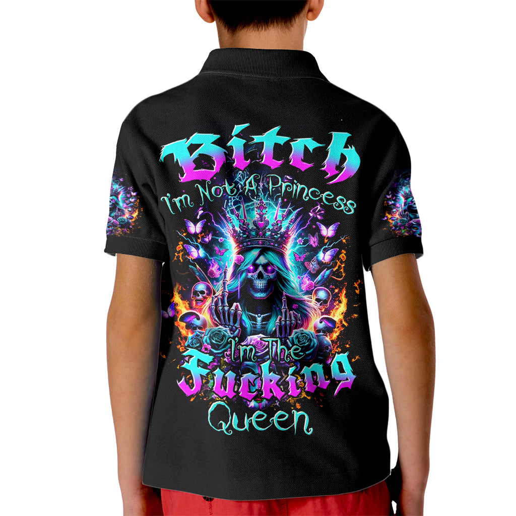 Queen Skull Kid Polo Shirt Bitch I'm Not A Princess I'm The Fucking Queen - Wonder Print Shop