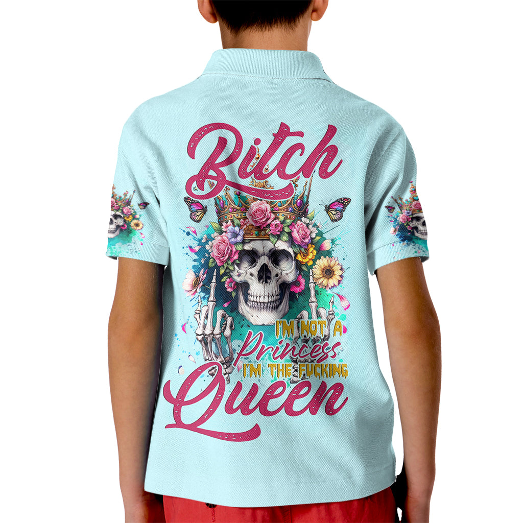 Skull Fairy Kid Polo Shirt Bitch I'm Not A Princess I'm The Fucking Queen - Wonder Print Shop