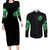 Flame Skull Couples Matching Long Sleeve Bodycon Dress and Long Sleeve Button Shirt I'm Never Alone My Demons Are Wit Me 24/7 - Wonder Print Shop