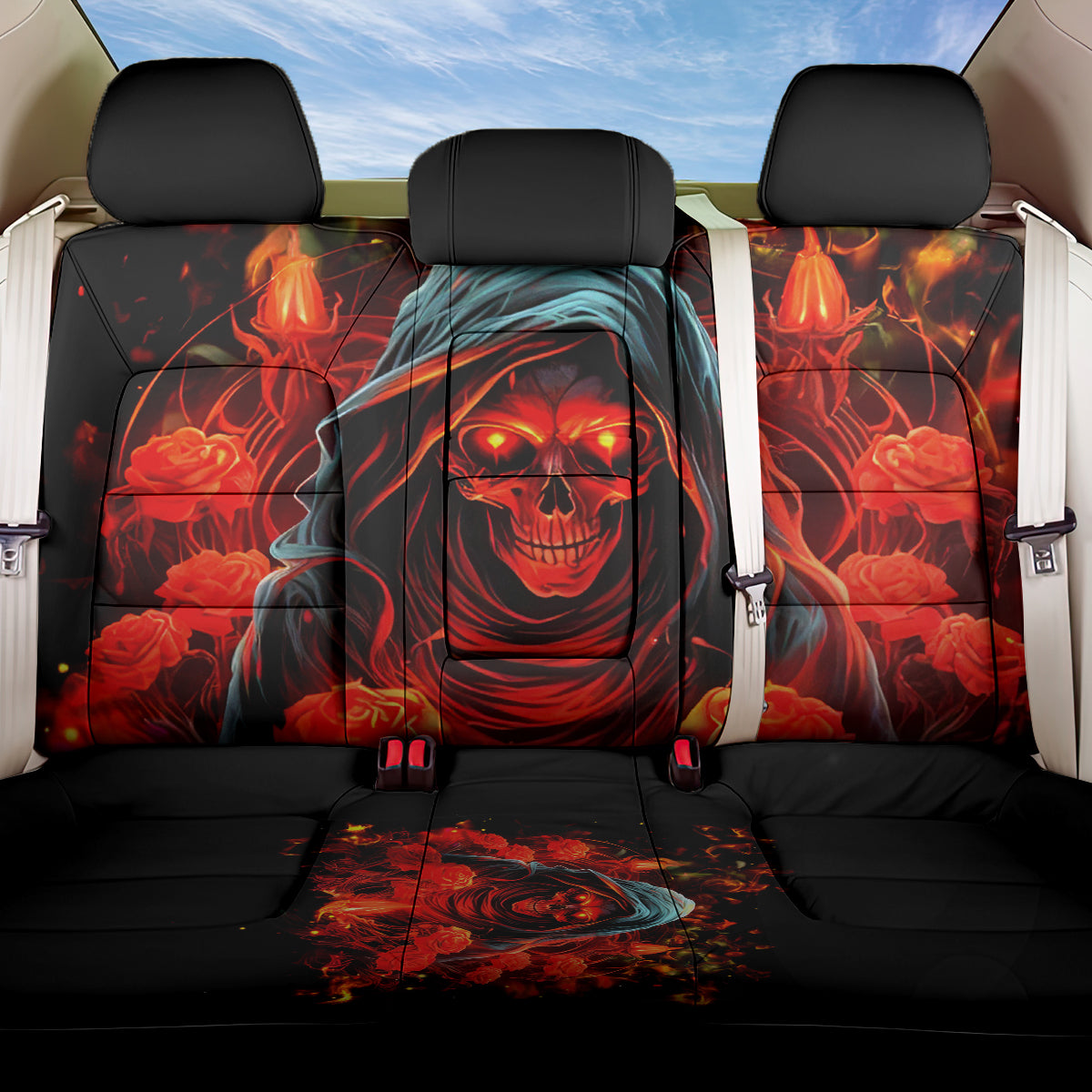 Rose Skull Back Car Seat Cover Iam Sweet Girl But If You Piss Me Off - Wonder Print Shop