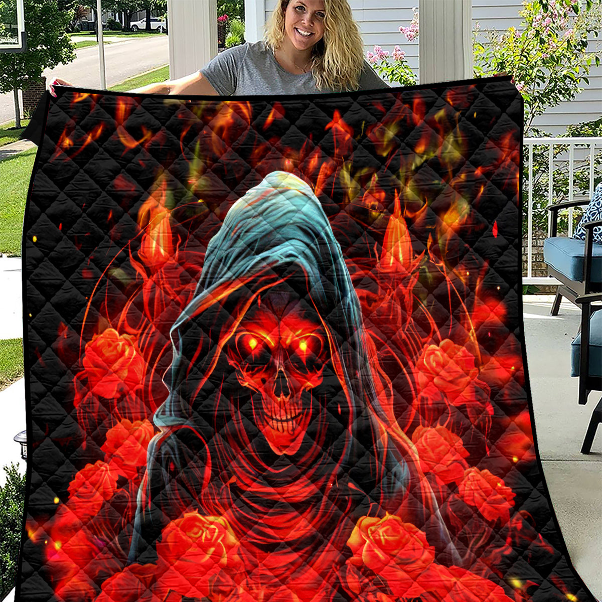 Rose Skull Quilt Iam Sweet Girl But If You Piss Me Off