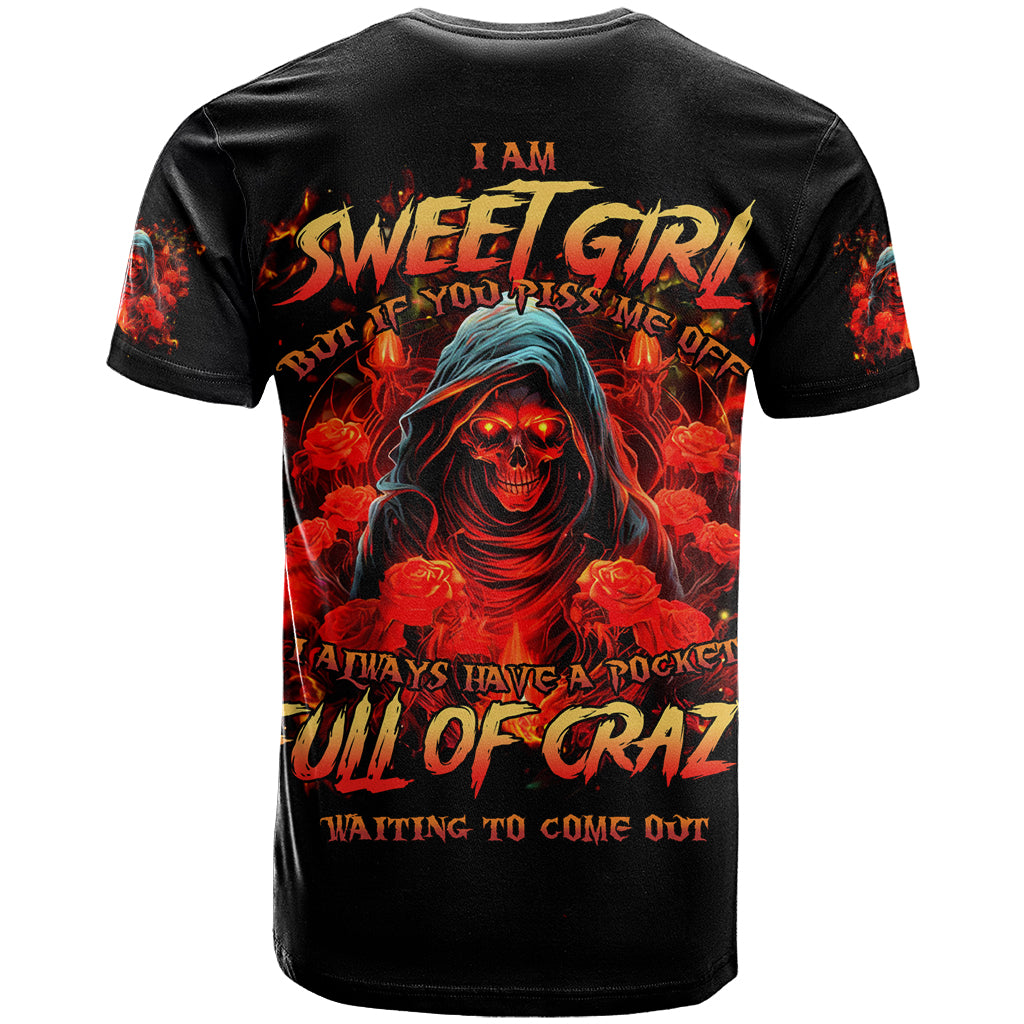 Rose Skull T Shirt Iam Sweet Girl But If You Piss Me Off