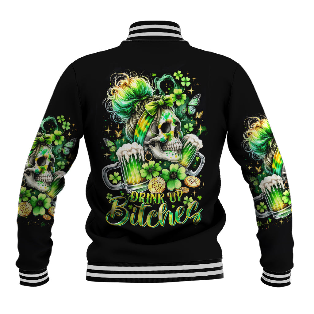 Irish Skull Baseball Jacket Drink Up Bitches - Wonder Print Shop