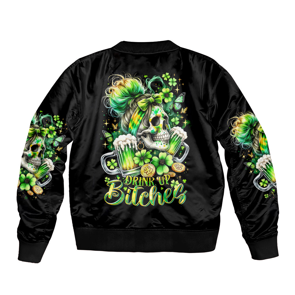 Irish Skull Bomber Jacket Drink Up Bitches - Wonder Print Shop