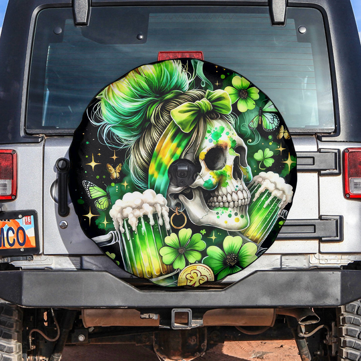 Irish Skull Spare Tire Cover Drink Up Bitches - Wonder Print Shop