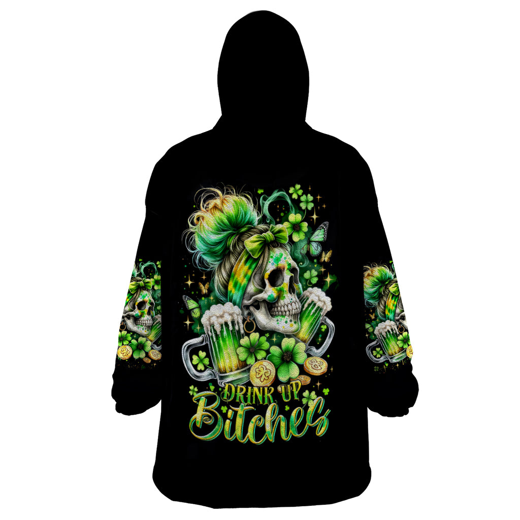 Irish Skull Wearable Blanket Hoodie Drink Up Bitches