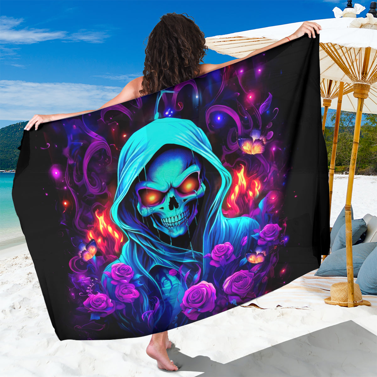 Rose Skull Sarong Just So We Are Clear I'm Not Afraid Of You - Wonder Print Shop