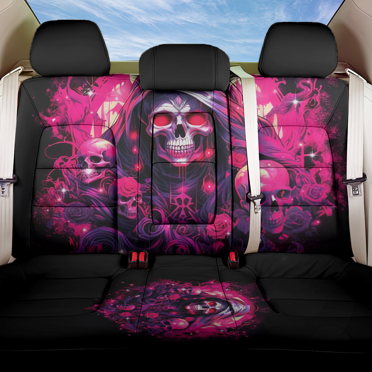 Rose Skull Back Car Seat Cover Stuck Between IDK IDC And IDGAF - Wonder Print Shop