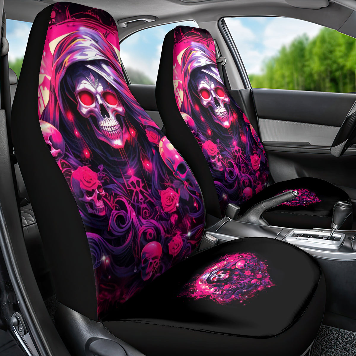 Rose Skull Car Seat Cover Stuck Between IDK IDC And IDGAF - Wonder Print Shop