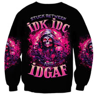 Black unisex sweatshirt with large pink skull front graphic and text