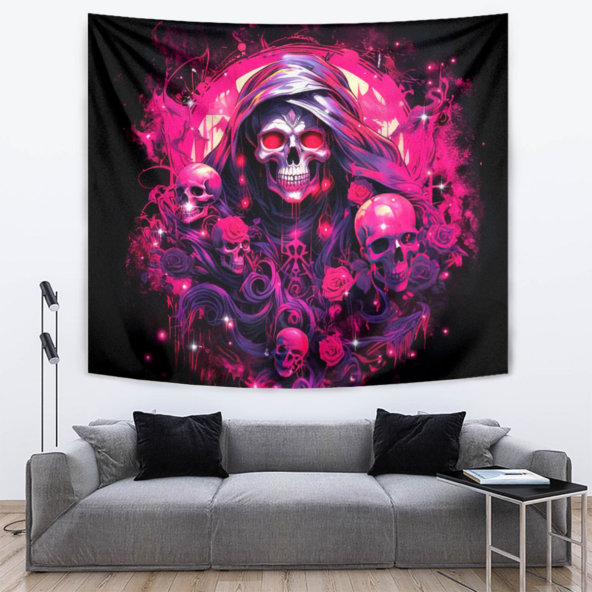 Rose Skull Tapestry Stuck Between IDK IDC And IDGAF