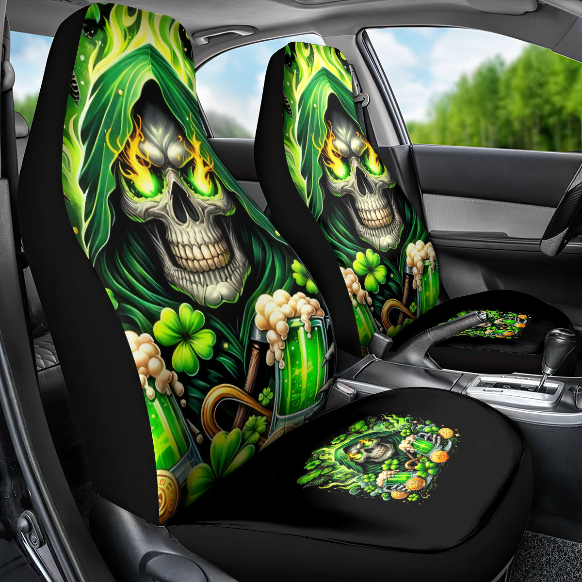 Irish Skull Car Seat Cover The Devil Whispered To Me I'm Coming For You - Wonder Print Shop