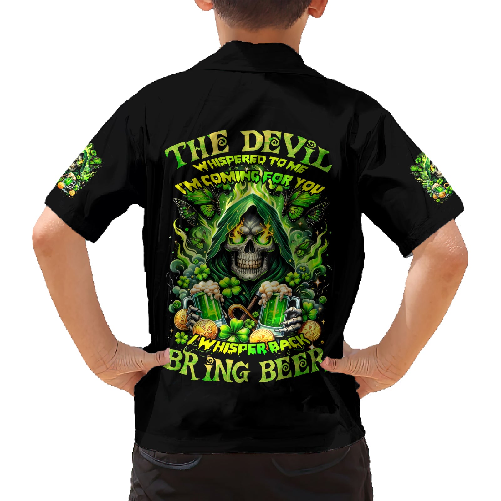 Irish Skull Kid Hawaiian Shirt The Devil Whispered To Me I'm Coming For You - Wonder Print Shop