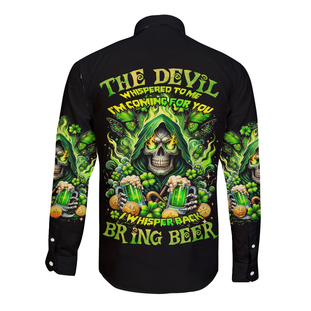 Irish Skull Long Sleeve Button Shirt The Devil Whispered To Me I'm Coming For You - Wonder Print Shop