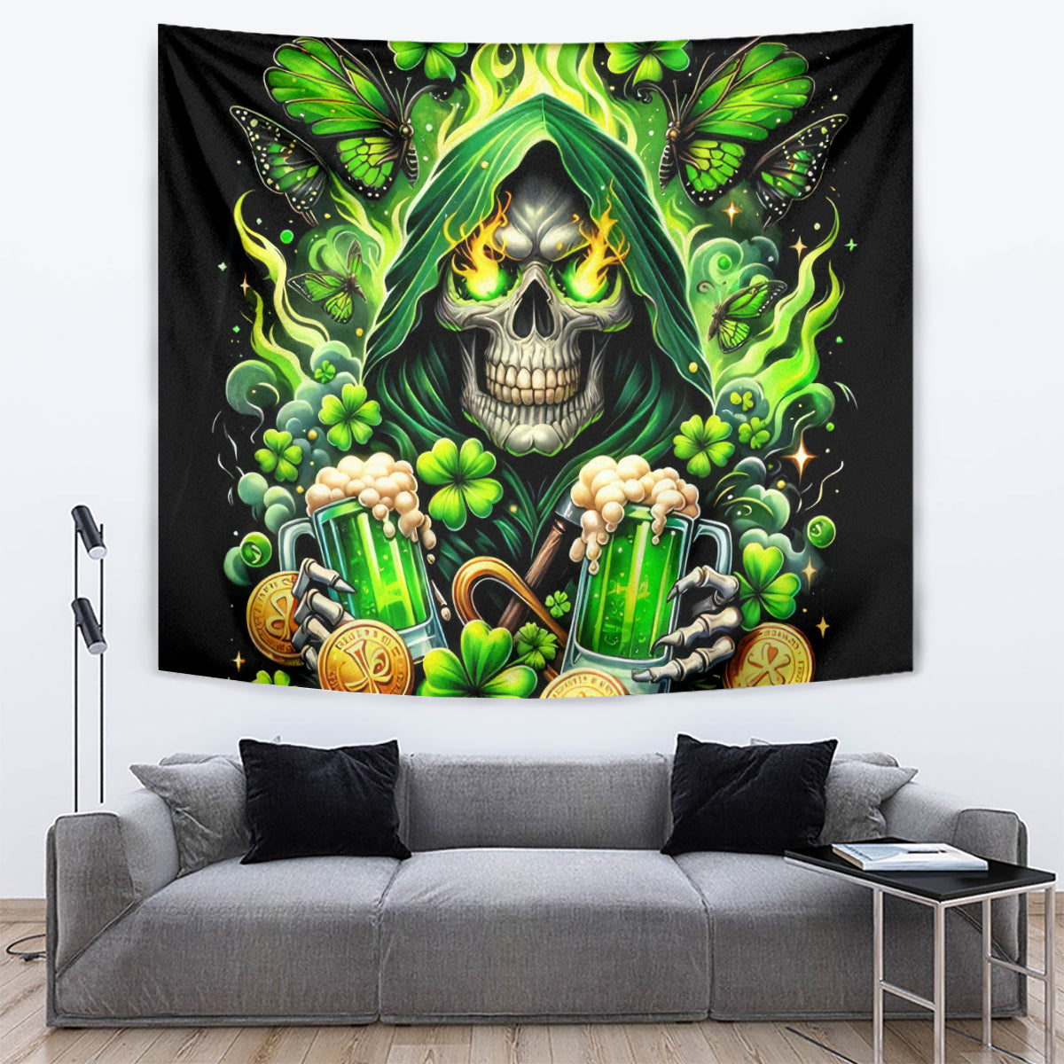 Irish Skull Tapestry The Devil Whispered To Me I'm Coming For You