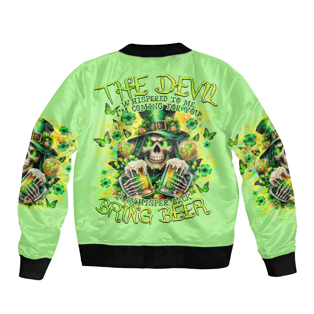 Irish Skull Bomber Jacket The Devil Whispered To Me I'm Coming For You - Wonder Print Shop