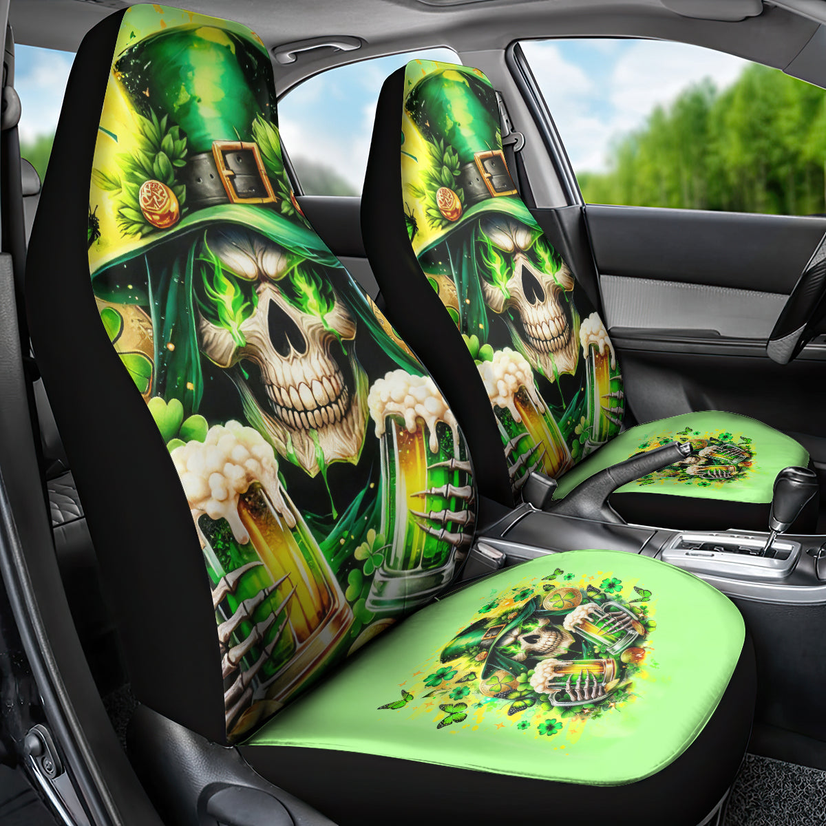 Irish Skull Car Seat Cover The Devil Whispered To Me I'm Coming For You - Wonder Print Shop