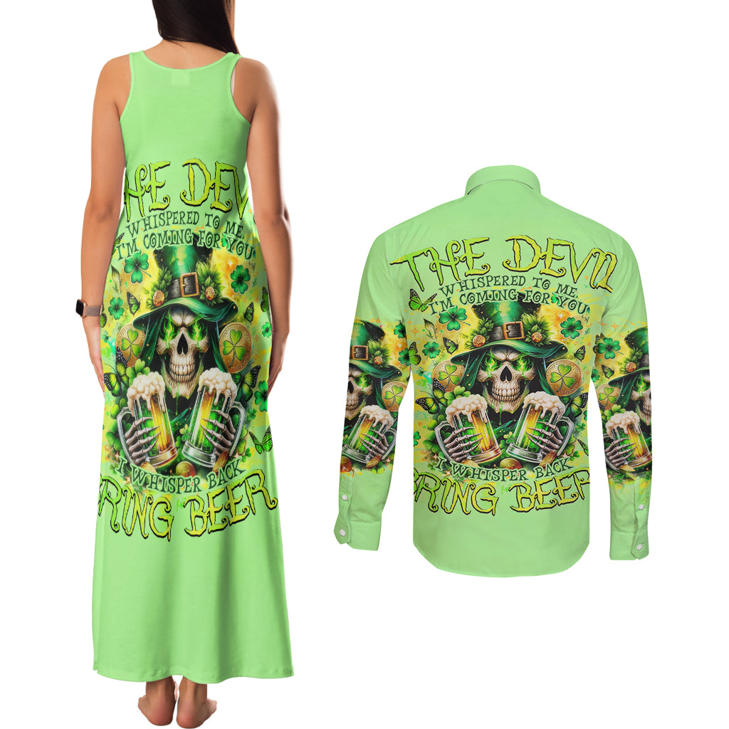 Irish Skull Couples Matching Tank Maxi Dress and Long Sleeve Button Shirt The Devil Whispered To Me I'm Coming For You - Wonder Print Shop