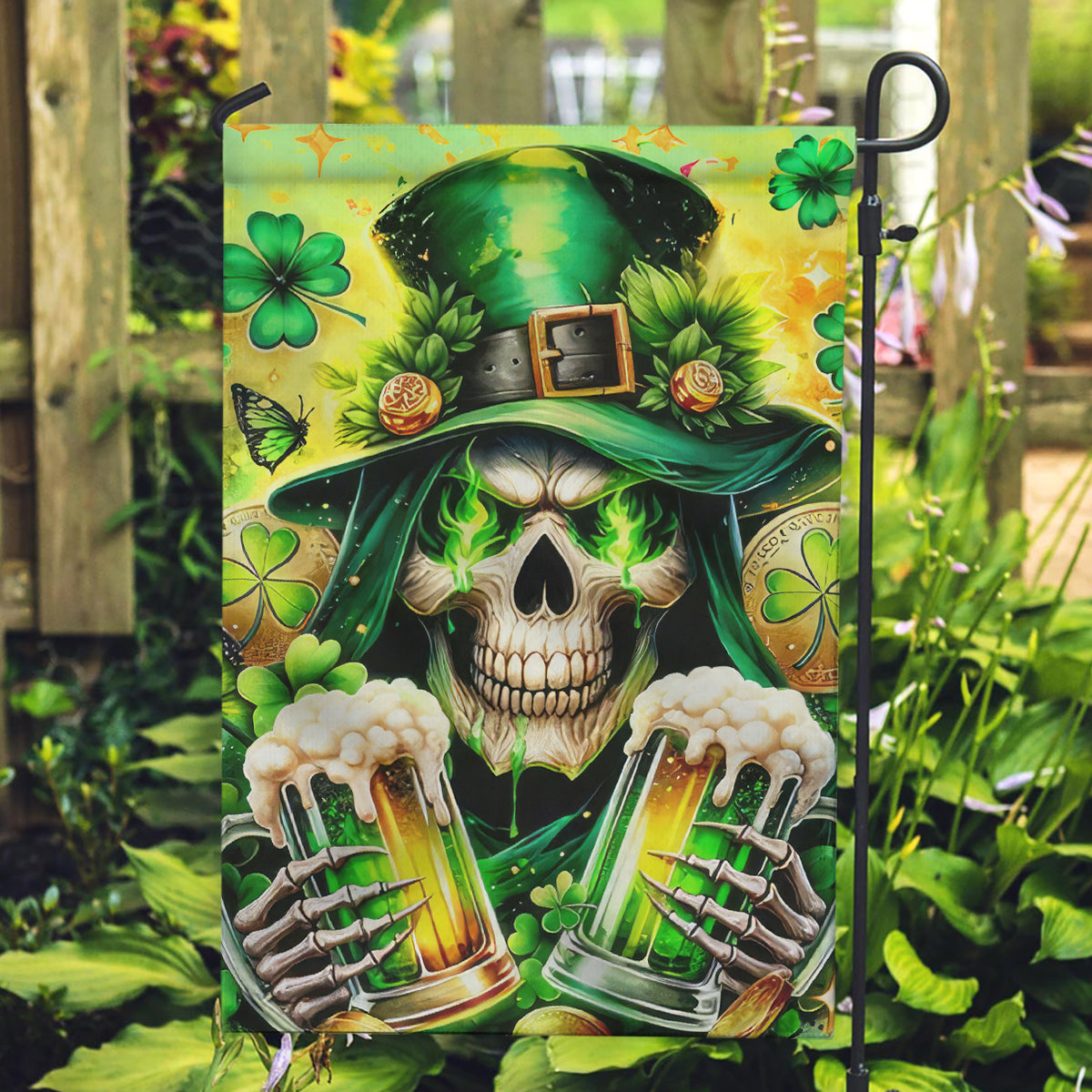 Irish Skull Garden Flag The Devil Whispered To Me I'm Coming For You - Wonder Print Shop