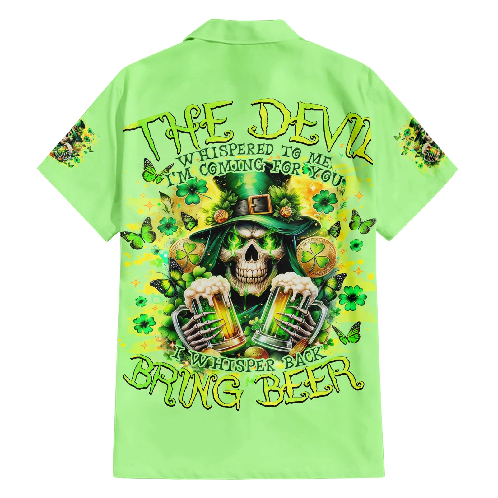 Irish Skull Hawaiian Shirt The Devil Whispered To Me I'm Coming For You - Wonder Print Shop