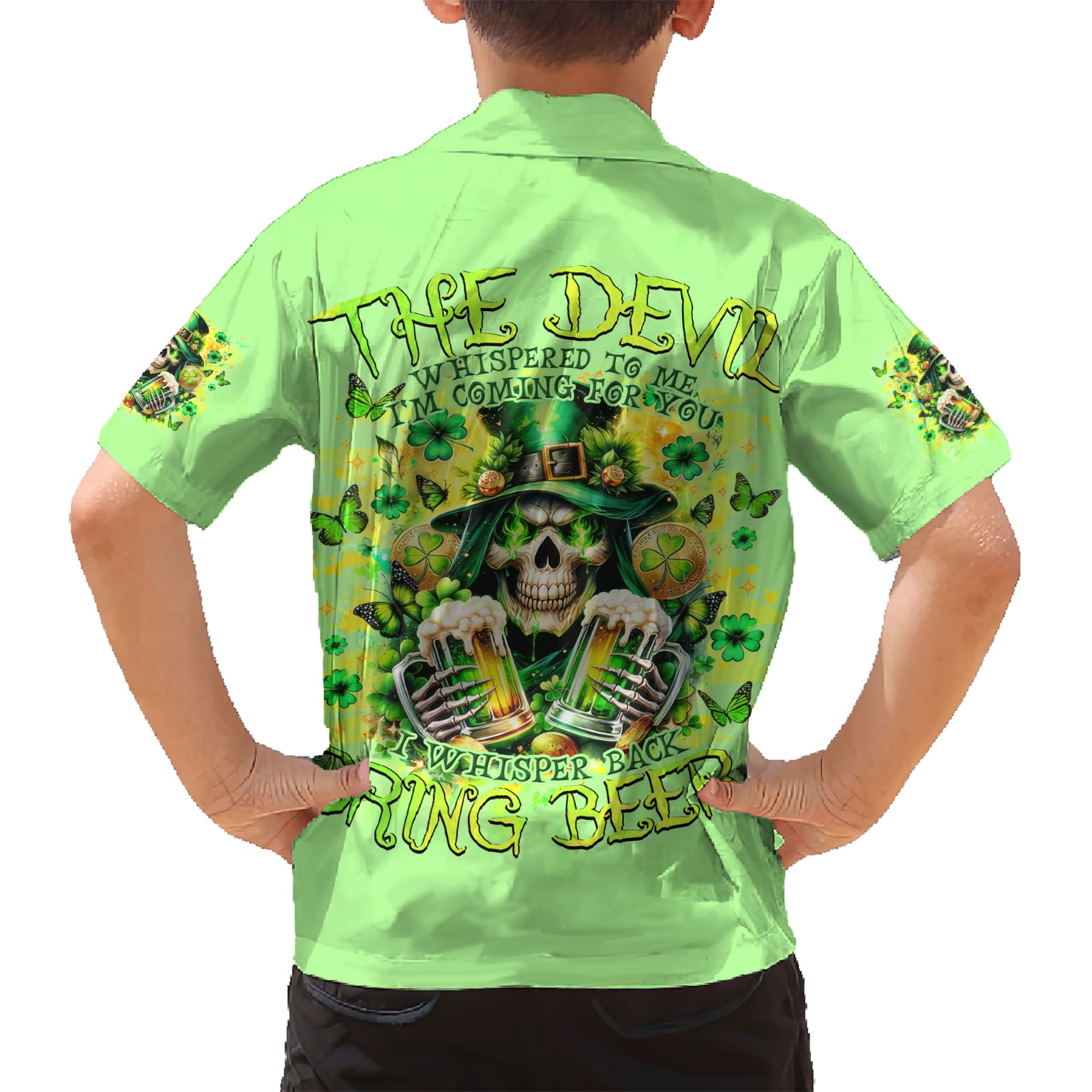 Irish Skull Kid Hawaiian Shirt The Devil Whispered To Me I'm Coming For You - Wonder Print Shop