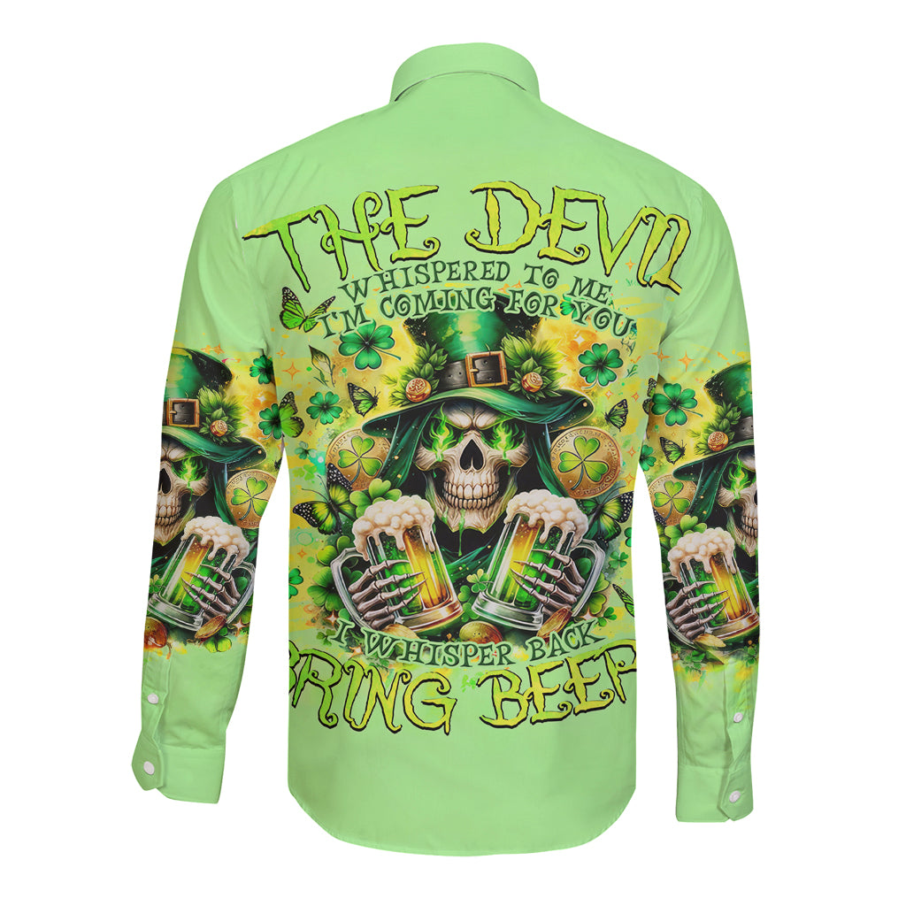 Irish Skull Long Sleeve Button Shirt The Devil Whispered To Me I'm Coming For You - Wonder Print Shop