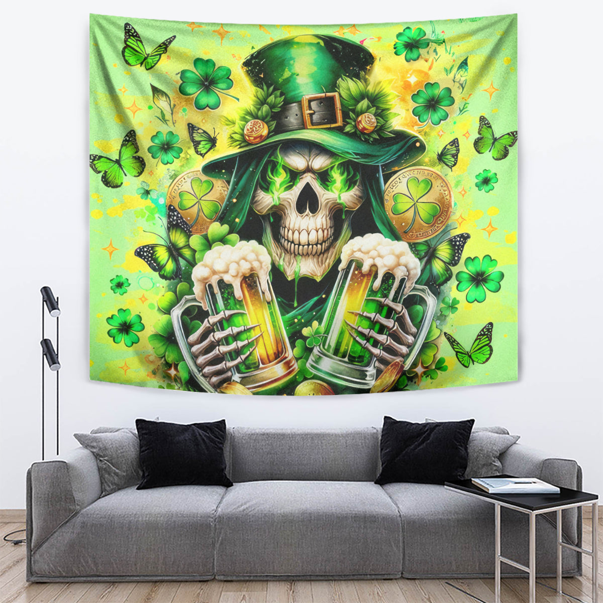 Irish Skull Tapestry The Devil Whispered To Me I'm Coming For You