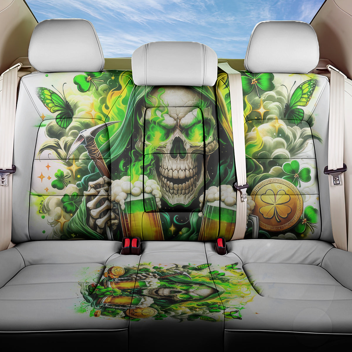 Irish Skull Back Car Seat Cover I Whisper Back Bring Beer - Wonder Print Shop