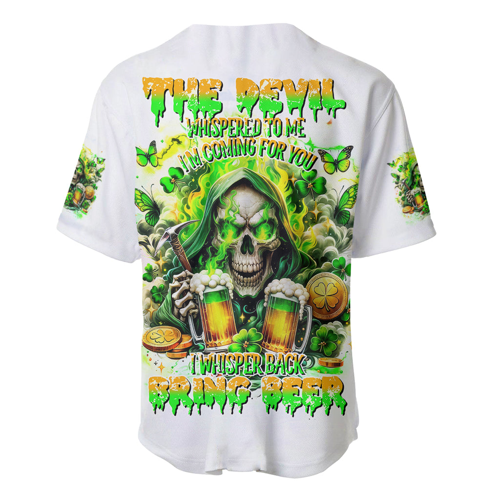 Irish Skull Baseball Jersey I Whisper Back Bring Beer - Wonder Print Shop