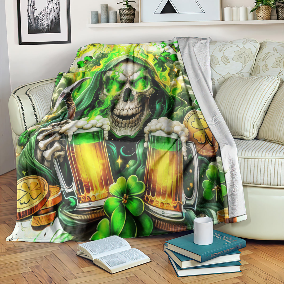 Irish Skull Blanket I Whisper Back Bring Beer