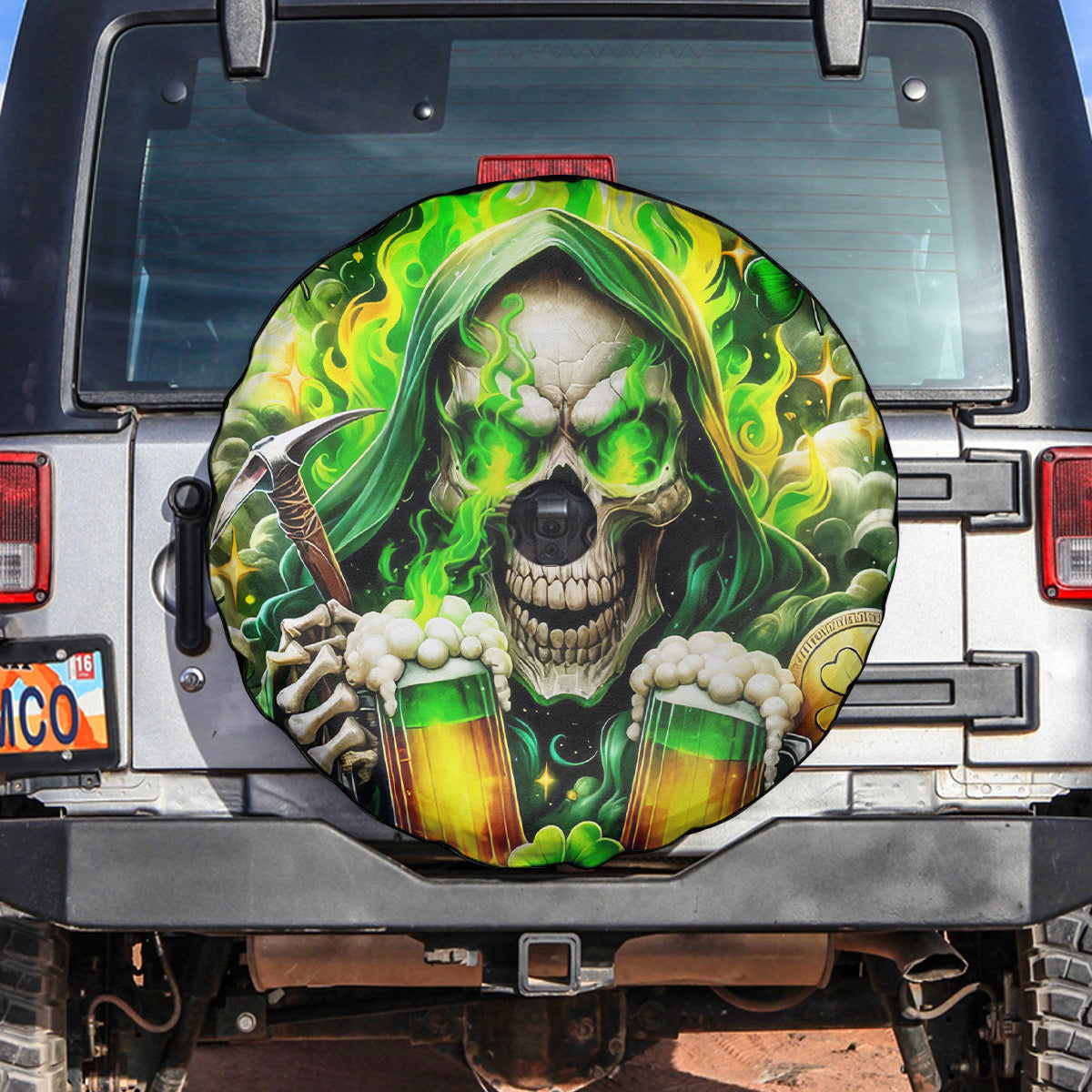 Irish Skull Spare Tire Cover I Whisper Back Bring Beer - Wonder Print Shop