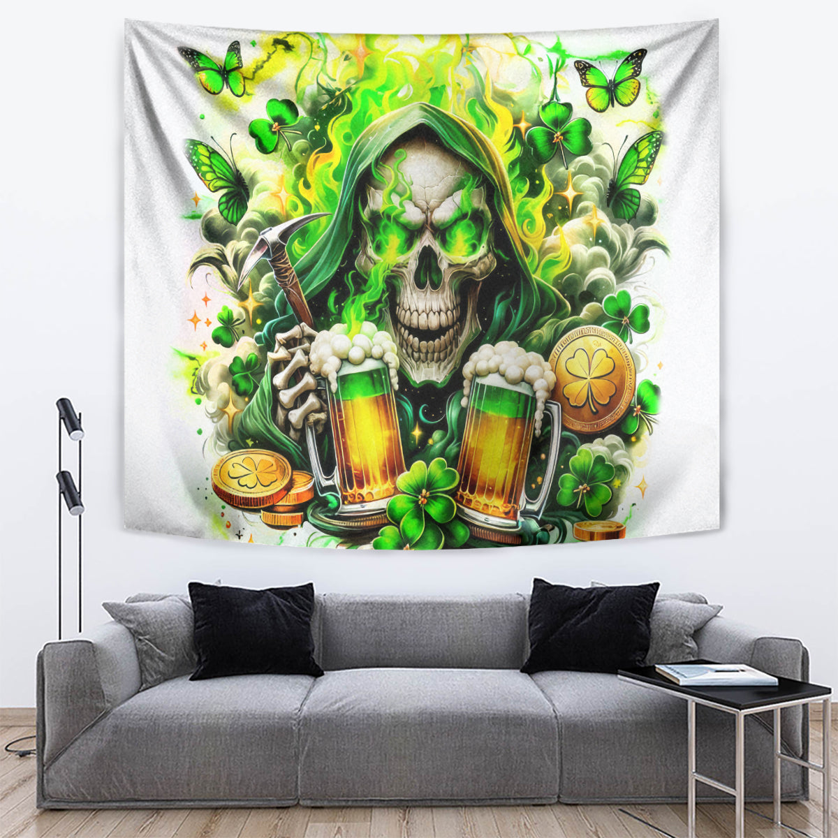 Irish Skull Tapestry I Whisper Back Bring Beer