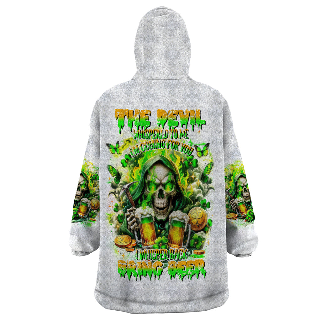 Irish Skull Wearable Blanket Hoodie I Whisper Back Bring Beer