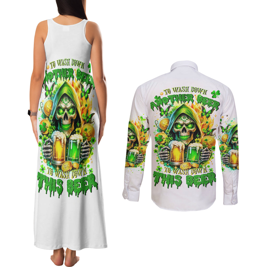 Irish Skull Couples Matching Tank Maxi Dress and Long Sleeve Button Shirt To Wash Down Another Beer To Wash Down This Beer - Wonder Print Shop